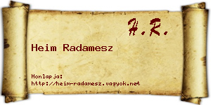Heim Radamesz névjegykártya